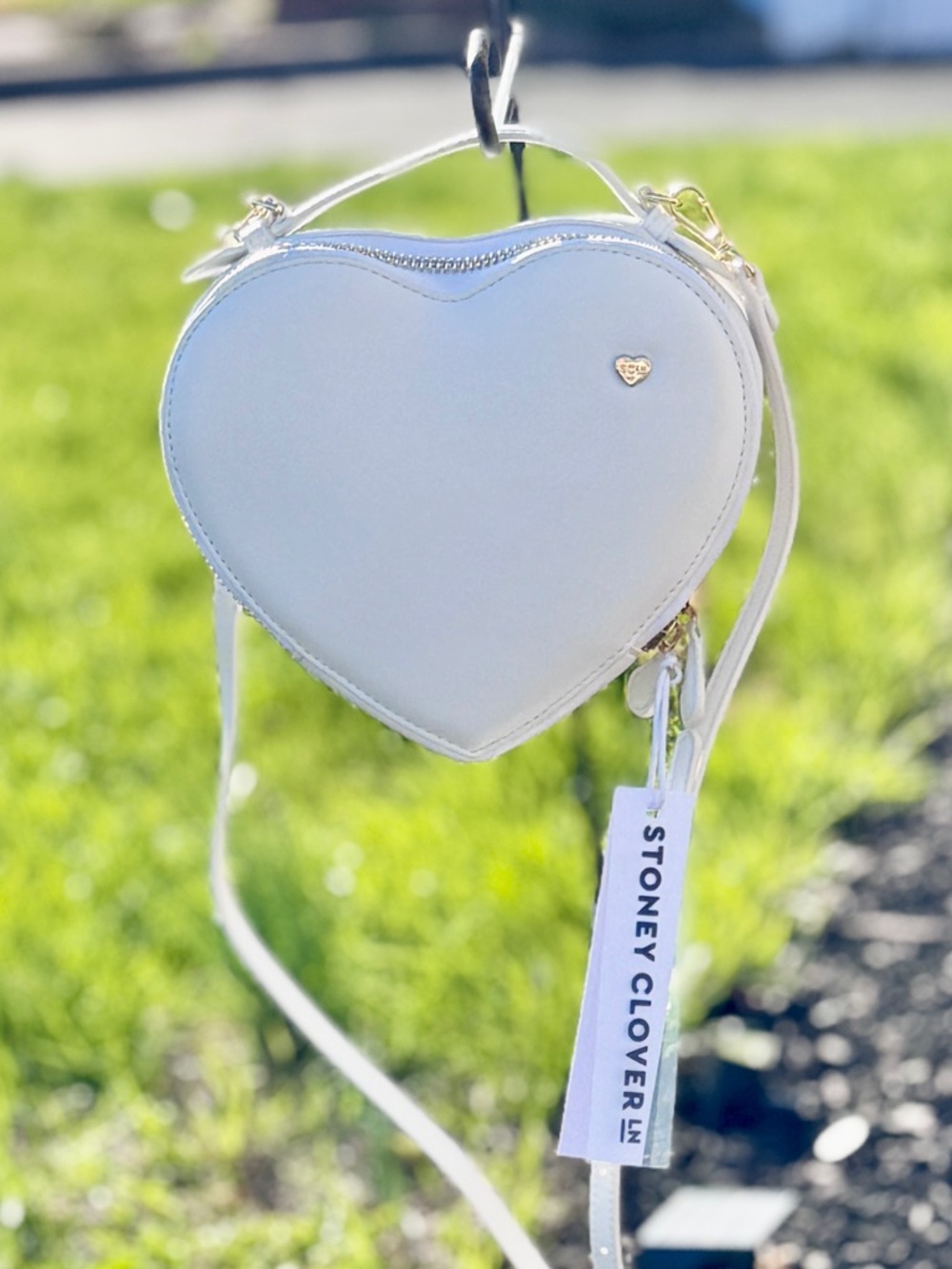 NWT Stoney Clover Lane White Heart Crossbody Bag - Rare